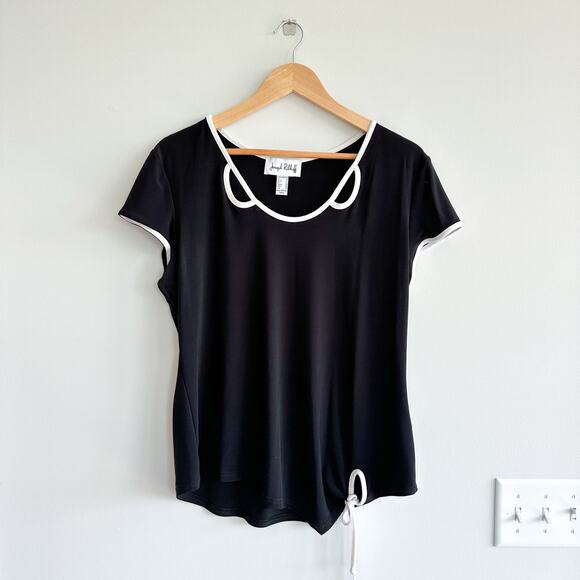 Joseph Ribkoff Ruffles 3/4 Sleeve Tie-Up Front Jacket Top Set Black 14 - Picture 6 of 16